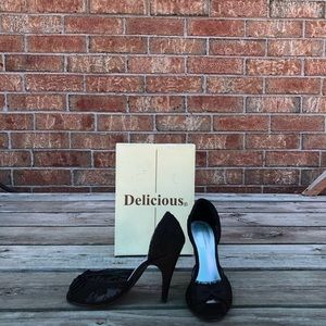 Delicious Peep Toe Lace High Heels